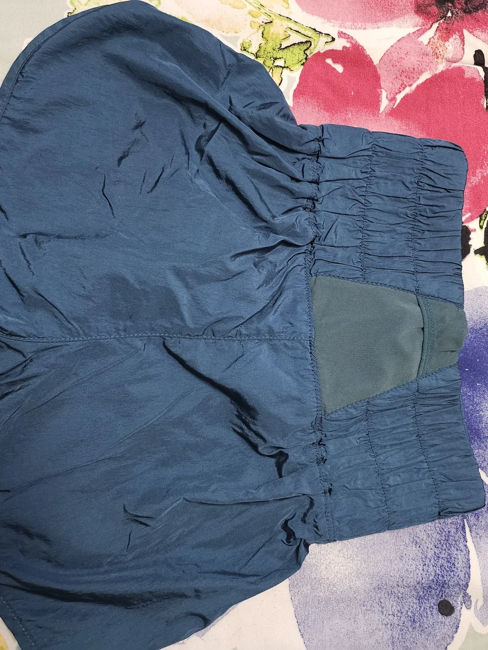 Free People High-Waist Indigo Smocked Shorts